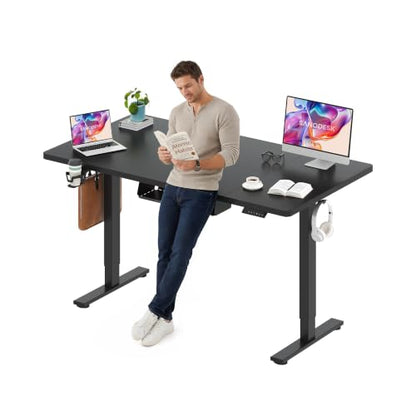 SANODESK 63''x32'' Large Electric Computer Height Adjustable Standing Desk - color: Black Frame+black Top, size: 63x32"