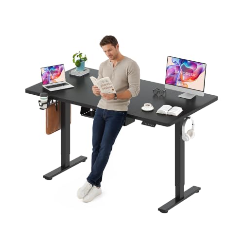 SANODESK 63''x32'' Large Electric Computer Height Adjustable Standing Desk - color: Black Frame+black Top, size: 63x32"