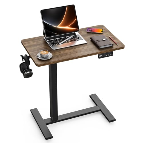 FiCiHi 28"x 16" Electric Standing Desk, Mobile Sit Stand Up Desk, Walnut - color: Walnut, size: 28" x 16"