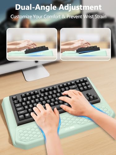 2-in-1 Ergonomic Keyboard Stand with Wrist Rest, Light Green - color: Light Green