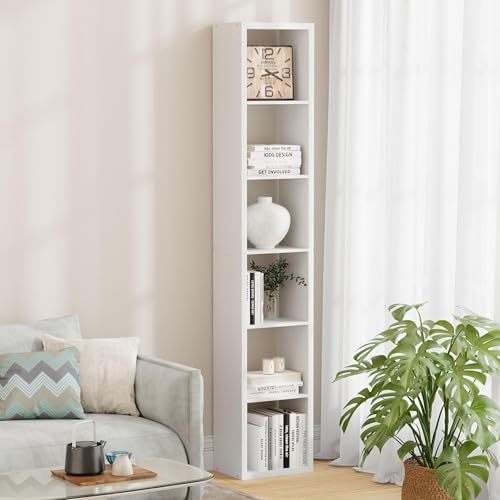 6 Cube Storage Organizer Single Row, Cube Shelf with Heavy-Duty Thick Boards, 13.31" L x 9.37" W x 72.36" H, Smooth Easy-Clean Panels, Simple Assembly, for Living Room Bedroom Office, White - color: White, size: 6 Cube-13.31" L x 9.37" D x 72.36" H