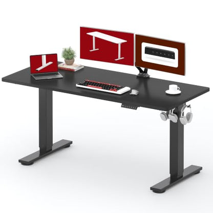 SANODESK 60''x24'' One-Piece Height Adjustable Electric Standing Desk - color: Black Frame+ Black Top, size: 60x24