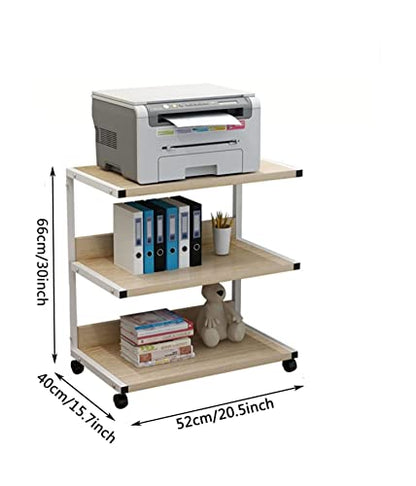 3-Tier Printer Stand Cart with Storage Rolling Machine Printer Shelves with Casters Multi-Purpose Desk Organizer for Home Office - color: B