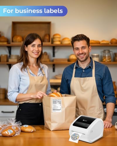 Phomemo Ethernet Thermal Label Printer, 300DPI with Built-in Paper Bin | D530Pro 4X6 Shipping Label Printer for Small Business, Home, Office, Compatible with Ethernet/Bluetooth/USB, Amazon, USPS - color: White