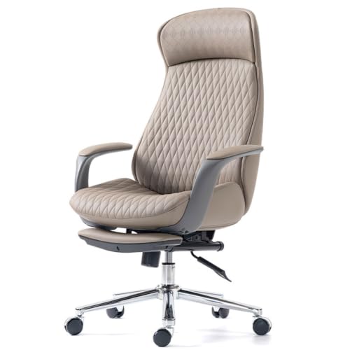 High-Back Office Executive Chair Ergonomic Office Chair with Footrest Adjustable Swivel with Lumbar Support Armrest for Home - color: Khaki+footrests