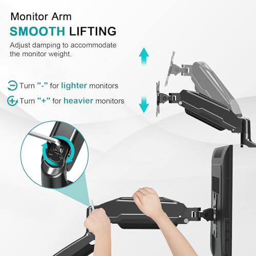 Single Monitor Mount for Desk, Monitor Articulating Arm for max 32inch, Adjustale VESA Monitor Stand for Computer Screen, Clamp and Grommet Base, VESA 75x75/100x100