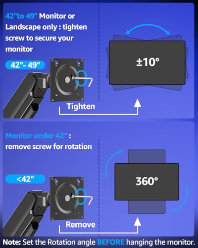 MOUNTUP Dual Monitor Stand Fits 49 45 42 40 39 34 32 Inch Screens, Heavy Duty Dual Monitor Arm Holds 7.7-44 lbs, Vertical Stacked Monitors Mount, Full Motion, Height Adjustable, VESA Mount - size: Dual(22''-49'')