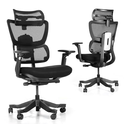 S3P Ergonomic Office Chair with High-Density Foam Seat & VTS Sliding Backrest - High Back Desk Chair with 150° Recline, 3D Cantilever Headrest, Adaptive Lumbar Support for Home Office - style: 150° Recline without Footrest