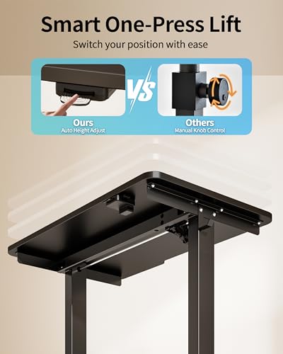 Okin Electric Standing Desk 31.5x19.7 Inches Small Computer Desk-Whole Piece Stand up Desk with Wheels Gaming Rolling Home Office Desks, Black - color: Black+casters, size: 31.5 Inch