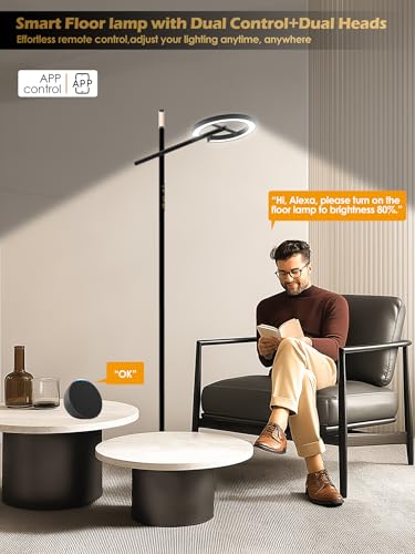 10000 Lux Light Therapy Lamp, Smart Floor Sunlight Lamp, Happy Therapy Lamp | UV-Free Full Spectrum LED Floor Lamp, Alexa/Remote/App Control, 7 Brightness & 4 Color Temps, Task Lamp Reading Floor Lamp - style: Smart (H1)