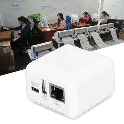 Luqeeg LAN Print Share Server, Supports Image and Text Printing, Computer Print Server Adapter, Multiple Interfaces, Maximum Support 256GB, Compatible with 95% USB Printer Brands (US