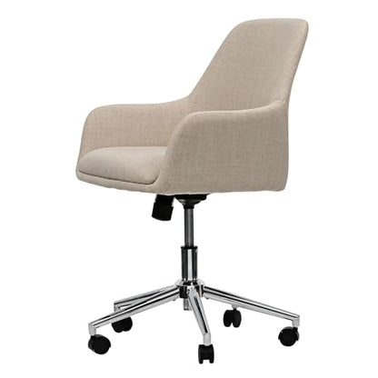 Workspace by Alera Mid-Century Task Chair, Supports Up to 275 lb, 18.9" to 22.24" Seat Height, Cream Seat, Cream Back