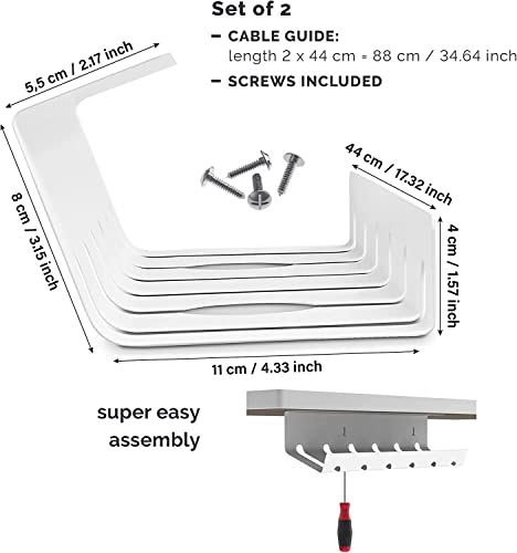 PAMO Cable Management Under Desk, Set of 2 - White - color: White, size: Set of 2