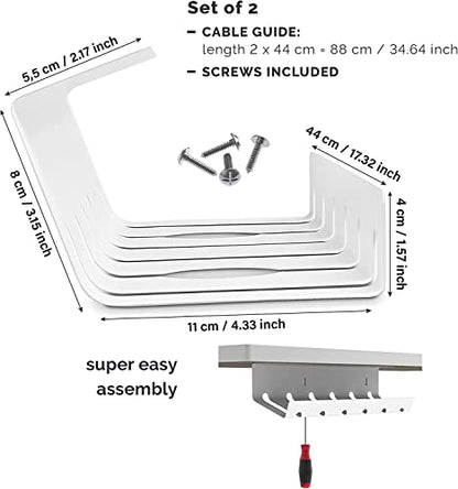 PAMO Cable Management Under Desk, Set of 2 - White - color: White, size: Set of 2