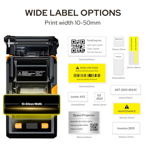 Makeid EP53 2" Label Maker with Label, 300 DPI 2600mAh Battery Thermal Transfer Portable Bluetooth Label Printer for Home Organization, Kitchen Storage, Small Business & Job Sites
