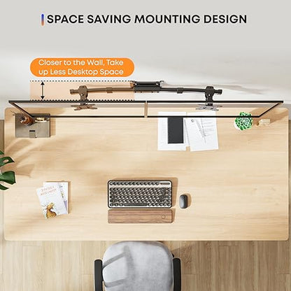PUTORSEN Dual Monitor Wall Mount, Horizontal Assembly Mount for 2 Monitor Screens up to 27 inches,Max. 10kg, VESA 75x75/100x100mm - size: Up to 27"