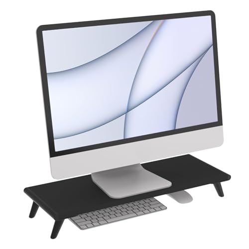 loukin Monitor Stand Riser for Desk, 22.4" × 8.2" Computer Stand, Black | Supports 22 lb, No Installation Required, Water-Resistant Surface, Fits Laptops and Printers, Ergonomic Design