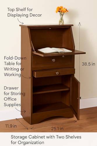 Ergode Walnut Secretary Desk with Fold-Down Table