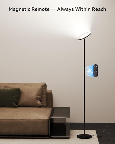 JOOFO LED Torchiere Floor Lamp with Remote, Stepless Dimmable Standing Lamp