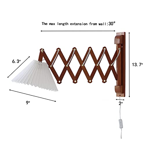 Plug in Mounted Wall Sconce, Swing Arm Wall Lamp for Bedroom, Living Room, Bedside Reading Light Fixtures with On/Off Switch ,E26 Bulb Excluded (Brown) - color: Brown