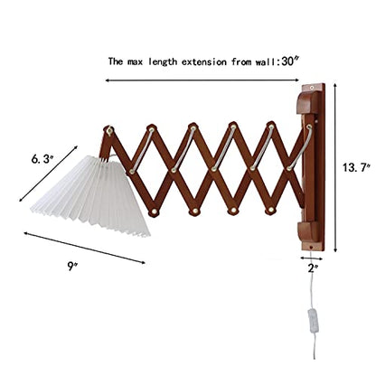 Plug in Mounted Wall Sconce, Swing Arm Wall Lamp for Bedroom, Living Room, Bedside Reading Light Fixtures with On/Off Switch ,E26 Bulb Excluded (Brown) - color: Brown