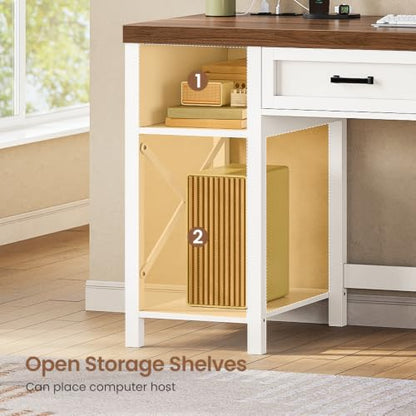 SEDETA 40" Farmhouse Small Desk with Drawers for Small Space, Bedroom - color: White