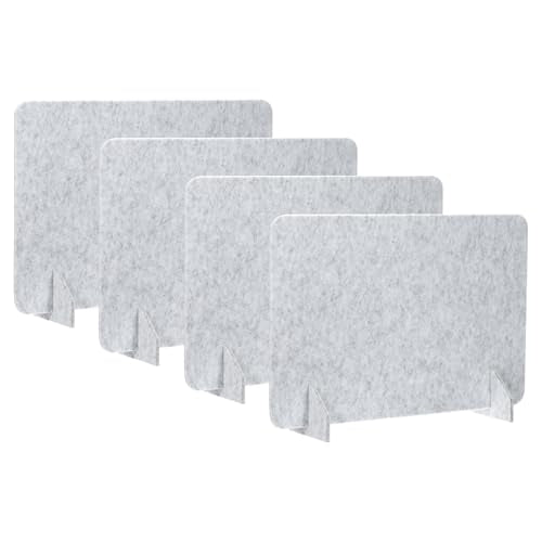 PATIKIL Desk Divider, 4 Set 24 x 16 Inch Acoustic Freestanding Desk Divider Desk Privacy Panel with 8 Pcs Support Feet for Library Office Workstation,Light Grey - color: Light Gray