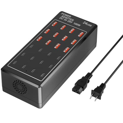 USB Charging Station Block, USB C Charger Station 24-Port 100W(20A), USB A Charger Block, Fast Charger Desktop Station, Multi-Function Smart Charger for Apple iPhone iPad Samsung Laptop Pixel - size: 24Ports(12A+12C)-100W