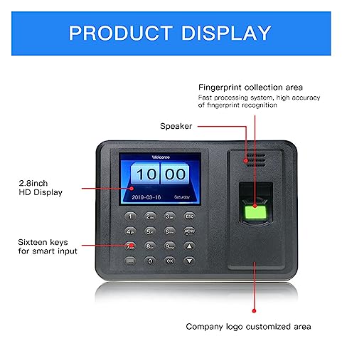 Time Clocks 2.8inch Biometric Attendance System USB Fingerprint Reader Time Clock Employee Control Machine Electronic Device,