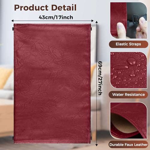 Headrest Cover for Recliner Chair Recliner Headrest Protector with Elastic Straps Faux Leather Headrest Cover Couch Head Rest Covers for Furniture Sofa Protector 17 x 27In(Wine Red) - color: Wine Red, size: 17x27 in