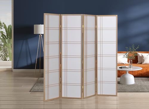4 Panels Room Divider Privacy Screen Shoji Divider 6ft High Japanese Style Privacy Room Divider (Gold, 4 Panels) - color: Gold, size: 4 panels