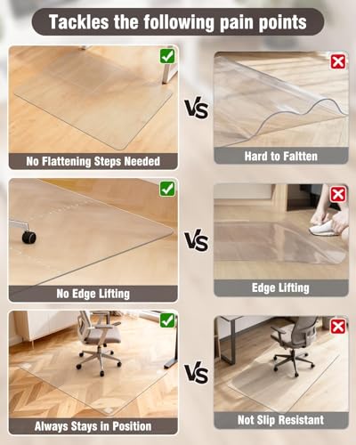 Blvornl Innovative Puzzle Chair Mat for Hardwood Floor, 36"*48" Hard Material Chair Mat, Heavy Duty Computer Chair Pad for Rolling Chairs, Desk Floor Rug for Office and Home