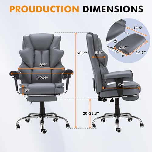 HOMREST Heated Massage Executive Office Chair with Foot Rest,Slate Grey - color: Slate Gray‌