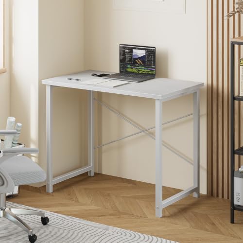 Sweetcrispy 32-Inch Small Computer Desk for Bedroom, White - color: White, size: 32-Inch