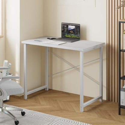 Sweetcrispy 32-Inch Small Computer Desk for Bedroom, White - color: White, size: 32-Inch