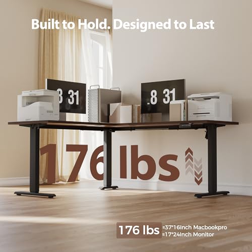 Agilestic L Shaped Standing Desk Adjustable Height, 63 Inch, Dark Walnut - color: Dark Walnut, size: 63 x 55 Inch