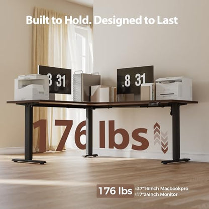 Agilestic L Shaped Standing Desk Adjustable Height, 75 Inch, Dark Walnut - color: Dark Walnut, size: 75 x 61 Inch