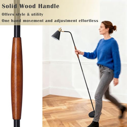 Adjustable Reading Floor Lamp,360°Rotatable Shade,3CCT LED Bulb Include,Black - color: Black Metal Shade