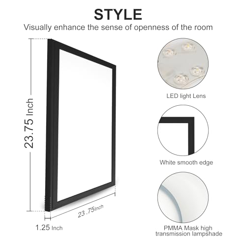GT-Lite 2'x2'4200 Lumen 4 Pack LED Flat Panel,Flush Mount and Drop Ceiling - color: Black 4 Pack, size: 2x2 Feet