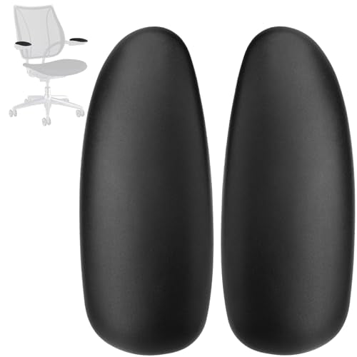 Arm Pads Caps Replacement for Humanscale Liberty Office Chair - for Height Adjustable Arm Rest Covers, Ergonomic Black PU Leather (1-Pair)