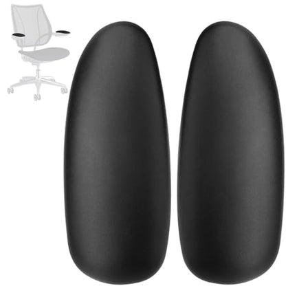 Arm Pads Caps Replacement for Humanscale Liberty Office Chair - for Height Adjustable Arm Rest Covers, Ergonomic Black PU Leather (1-Pair)