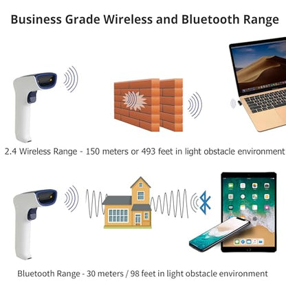 ScanAvenger Wireless Portable 1D Bluetooth Barcode Scanner: Hand Scanner 3-in-1, Cordless, Rechargeable Scan Gun for Inventory - USB Barcode Reader (1D Only No QR with No Next Gen Stand) - style: 1D With No Next Gen Stand