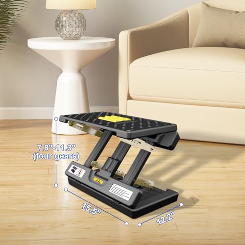 Foldable Foot Rest, Computer Foot Rest Under Desk, 12Modes Adjustable Ergonomic for Office, Loading Capacity 80 pounds, Removable Soft Cloth Pad,All-Season(Yellow) - color: Yellow & Thick Pad