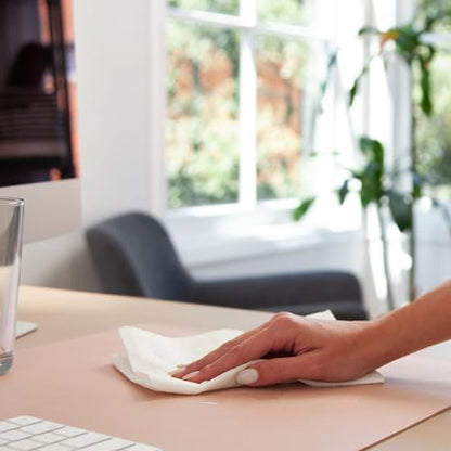 Smead Vegan Leather Desk Pad Mat, Office Desk Mat, Medium, Dusty Rose Pink | Waterproof desk pad protector, writing mat and desk blotter. Non-slip suede grips under a keyboard, mouse and notepad. - color: Dusty Rose Pink, size: 15.7" x 31.5"