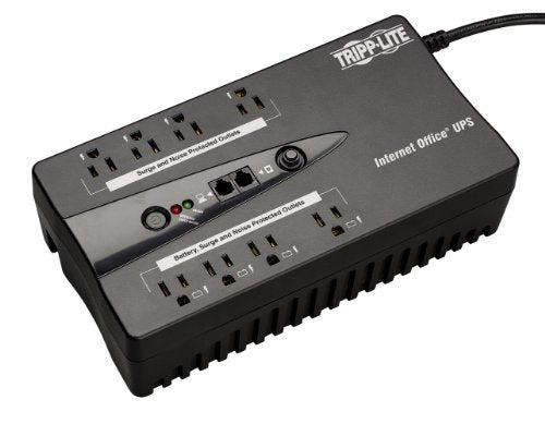 Tripp Lite INTERNET550SER 550VA 300W UPS Desktop Battery Back Up Compact 120V DB9 RJ11 PC, 8 Outlets,Black