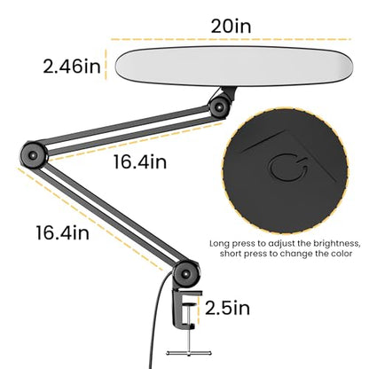 3000 Lumens Adjustable LED Desk Lamp & Task Lamp - Bright, Dimmable Lighting for Office, Crafts, Nails &Salon Hobbies with Clamp (CCT, Black) - color: Black
