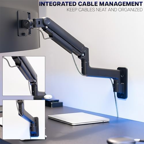 VIVO Premium Ultrawide Monitor Counterbalance Wall Mount for up to 49 inch Screens, Holds 44 lbs, Full Motion, Max VESA 100x100, Black, MOUNT-V101V - size: Up to 49", style: Single Mount