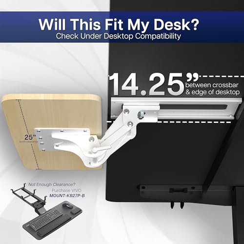 VIVO Light Wood Under Desk 25 x 10 inch Keyboard Tray, MOUNT-KB03C | Adjustable Computer Keyboard and Mouse Platform, Ergonomic Under Table Desk Mount Drawer, Full Swivel - color: Light Wood, size: 25"