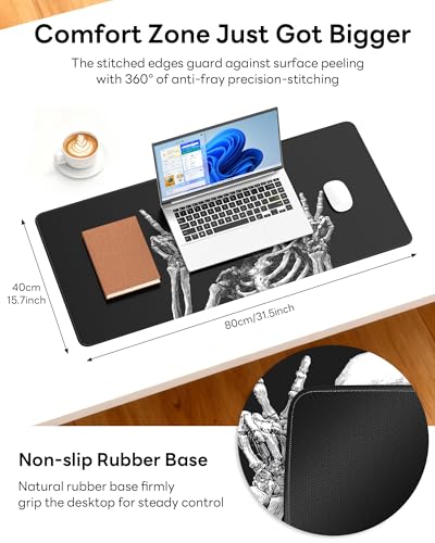 Mouse Pad 31.5x15.7in Large Desk Mat Non-Slip for Office - color: Fun Skull, size: 31.5" x 15.7"