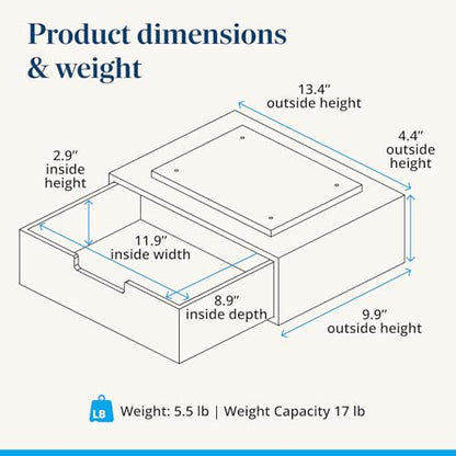 Bamboo Under Desk Drawer – Desktop Storage with 17 lb Capacity and Safety Stop Slide, Undermount Drawer and Standing Desk Accessories for Home Office (Bamboo) - color: Bamboo